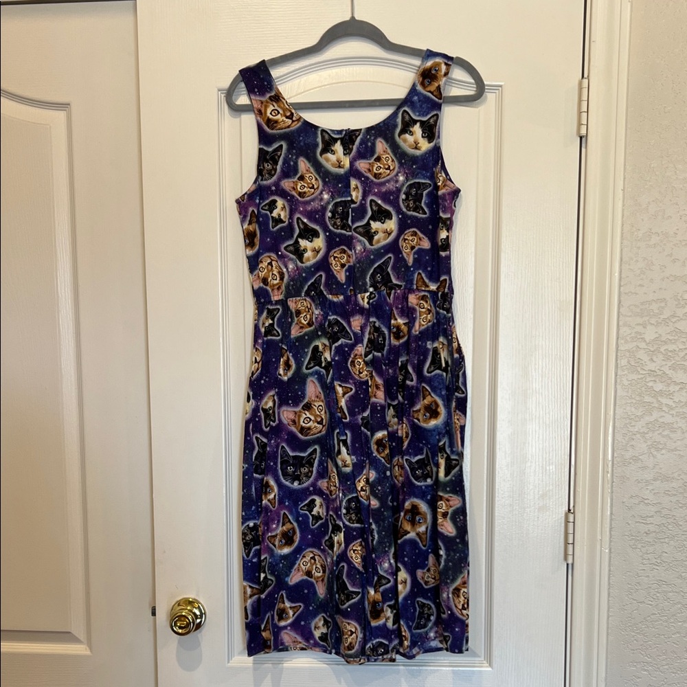 Retrolicious Space Cat Print Dress Size Large - Picture 5 of 5
